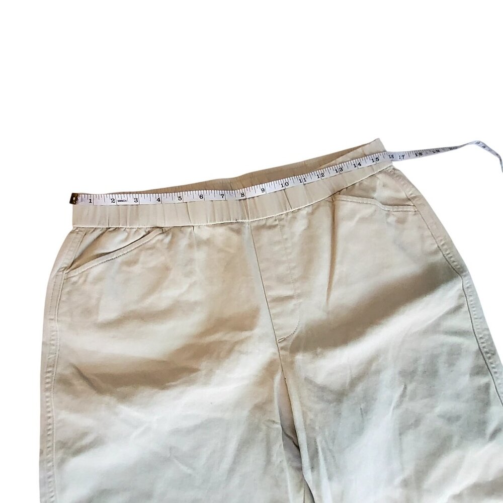 Lands End Womens Beige Stretch Cotton Mid Rise Pants Size 10 Elastic waistband - Picture 3 of 10